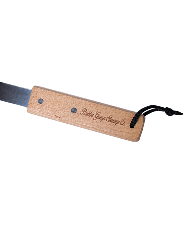 Close up of handle Bubba Gump Shrimp Co" lasered on.