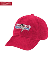 Bubba Gump Hat, Red Authentic Forest Gump Hat, Forest Gump, Bubba Gump, Mitchell & Ness, cobranded, limited edition, vintage. Top left corner has red tag that reads "Nostalgia Co. Mitchell & Ness. Philadelphia, PA"