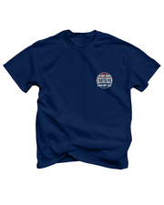 front view of tee with bottle cap drawing on left chest. Reads " Bubba Gump, I Gotta Pee, Shrimp Co."