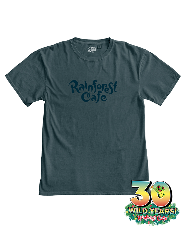 Rainforest Cafe | Embroidered Logo | Adult Tee | Teal - FINAL SALE