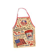 Bubba Gump Apron with Bubba Gump Logo, shrimps, American Flag, Bucket that has Bubba Gump logo and shrimp in it.
