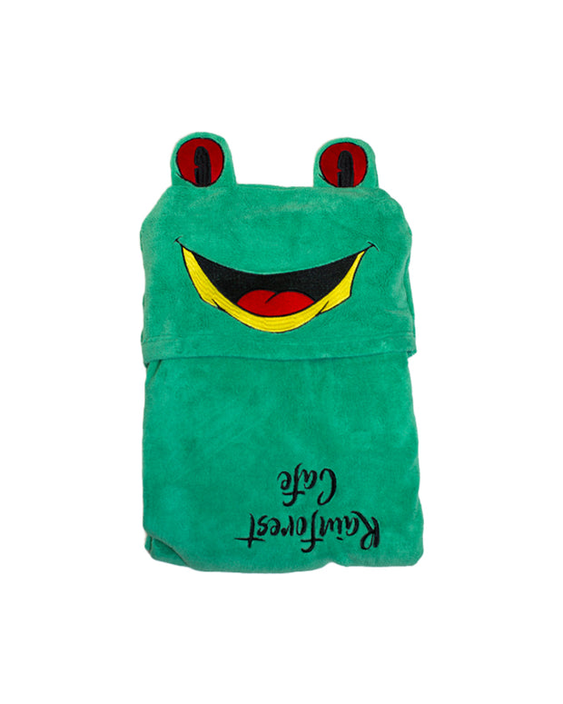 hooded frog towel, hooded kids towel, frog towel
